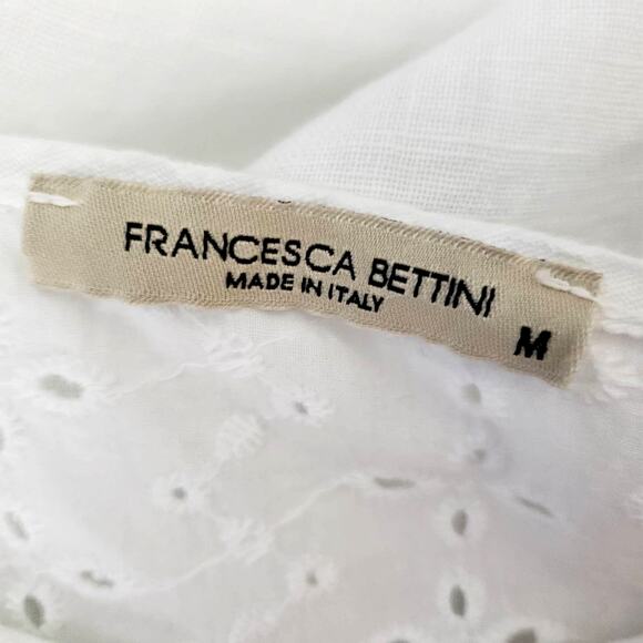 Francesca Bettini Lace Linen Tank Top White Eyelet lace Made in Italy Medium - Picture 2 of 6